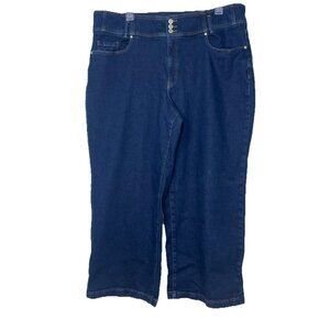 Lane Bryant Women Plus 24 Jeans Ultra High Rise Wide Leg Signature Fit Dark Wash